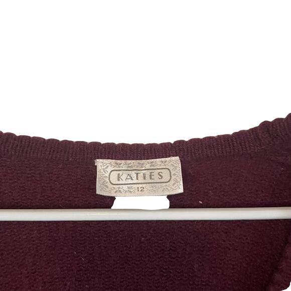 Katies Vintage Women's Large Lambswool Angora Red Babydoll Sweater Coquette - Picture 4 of 7